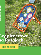 Obrazek promuje wydarzenie gry plenerowe na Ratajach.