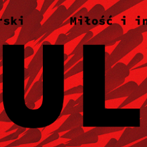 Plakat, który promuje wernisaż wystawy "Gula", na mazanym czerono-czarnym tle czarny napis Gula.