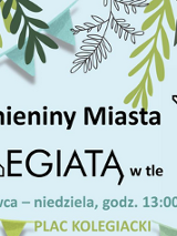 Nazwa wydarzenia, data i miejsce na jasnoniebieskim tle. Po prawej postacie świętych Piotra i Pawła trzymające w dłoniach klucz i miecz.