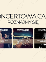 Jasne tło, na nim trzy kwadratowe grafiki ze zdjeciami artystów.