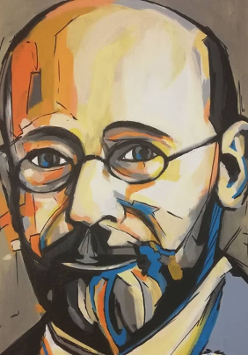 Janusz Korczak, obraz autorstwa Marty Momot dla Instytutu Praw Dziecka im. Janusza Korczaka