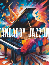 Plakat, fortepian na kolorowym tle, z którego jakby wypadają inne instrumenty muzyczne i nuty.