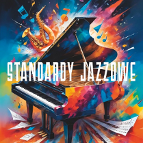 Plakat, fortepian na kolorowym tle, z którego jakby wypadają inne instrumenty muzyczne i nuty.