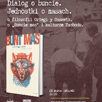 Okładka książki "Bunt mas" na tle archiwalnego zdjęcia ludzi.