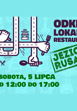 Plakat informujący o wydarzeniu kulinarnym Jedzielnia nad jeziorem Rusałka.