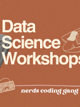 Dwie kobiety, między nimi informacje o warsztatach na pomiarańczowym tle.