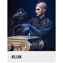 Zdjęcie przedstawia postać w czarnym stroju, przebraną za kruka