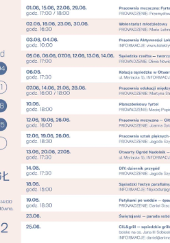 Zdjęcie przedstawia kalendarz z aplanowanym aktywnościami na miesiąc czerwiec w Fyrtel Główny. Wszystkie wydarzenia zostały opisane w opisie.