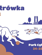 Rysunkowe pieski na łące, w tle rysunkowe przedstawienie cytadelowego Dzwonu Pokoju, informacje o wydarzeniu kejtrówka.