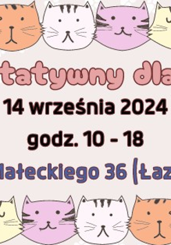 Obrazek przedstawia graficznie narysowane koty w różnych kolorach. Po prawej stronie znajduje się zdjęcie czarnego kota. Pośrodku znajduje się nazwa wydarzenia.