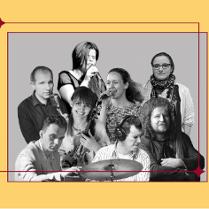 Żółty plakat z czarno-białym zdjęciem zespołu ARETE. Po lewej czerwone napisy "15. urodzinowy koncert zespołu". Pod spodem adres, data i godzina. Informacje powtórzone w treści artykułu.