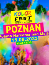 Kolor Fest Poznań. Polana Harcerza nad Maltą. Wtorek 15.08.23 r. Od 17.30 do 20.00.
