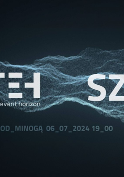 Napisy z literami BTEH i SZA, pod nimi data i miejsce koncertu, za nimi niebieska wizualizacja efektów cząsteczkowych przypominająca fale.