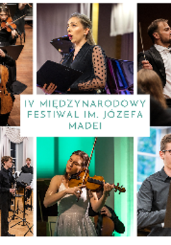 Obrazek promuje koncert "Mistrzowie światowej kameralistyki". Znajduje się na nim 6 zdjęć, wykonanych podczas różnych koncertów muzyki klasycznej i przedstawiające wykonawców takowej muzyki.