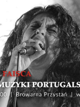 Plakat, który poleca koncert muzyki Fado. Na zdjęciu rozśpiewana artystka, dookoła napisy informujące o wydarzeniu.