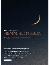 Obrazek przedstawia plakat promujący koncert z utworami z płyty Vespere, Nox et Aurora.