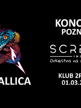 Informacje o koncercie Scream Inc w Poznaniu, logo zespołu, na czarnym tle.
