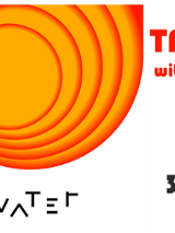 Plakat promujący koncert zespołu Tarwater z gościem specjalnym Schneider TM. Pośrodku abstrakcyjna grafika przedstawiająca pomarańczowe i czerwone koncentryczne okręgi. Na prawo od niej znajduje się informacja o wydarzeniu w różnych kolorach i stylach czcionek. Koncert odbędzie się 30 marca 2025 roku o godzinie 20:00 w klubie Dragon w Poznaniu.