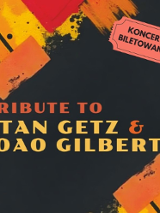 Informacje o koncercie na ciemnym tle, ze wzorami geometrycznymi.