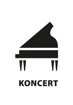 Na białym tle czarna ikona fortepianu.