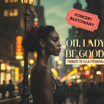 Zdjęcie czarnoskórej kobiety z rozmytymi ulicami miasta w tle, informacje o koncercie inspirowanym jej twórczością.