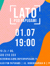 Grafika, kolorowe falujące tło a na niej napisy, które informują o wydarzeniu.