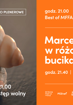 Best of MFFA Animator 2023. Sobota 12.08.2023 r. Godzina 21.00. Seans Marcel Muszelka w różowych bucikach o godzinie 21.40.