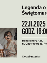 Jasny plakat ze zdjęciem. Trzech mężczyzn i jedna kobieta. Od lewej mężczyzna w garniturze, potem w kamizelce i kaszkiecie, potem w stroju kucharza. Kobieta jest ubrana w kwiecistą bluzkę i jasną spódnicę.