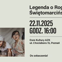 Jasny plakat ze zdjęciem. Trzech mężczyzn i jedna kobieta. Od lewej mężczyzna w garniturze, potem w kamizelce i kaszkiecie, potem w stroju kucharza. Kobieta jest ubrana w kwiecistą bluzkę i jasną spódnicę.