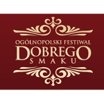 logo: na bordowym tle kremowe napisy, zdobienia na górze i na dole.