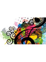 Logo: klucz wiolinowy na kolorowym tle.