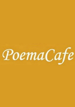 Na żółtym tle biały napis "Poema Cafe".