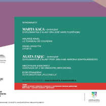 Na zielonym tle białe napisy. Widnieją nazwiska wykonawców i tytułu utworów które wykonają. Informacja w opisie wydarzenia.