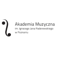 Klucz wiolinowy i napis Akademia Muzyczna im. Ignacego Jana Paderewskiego w Poznaniu.