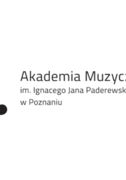 Klucz wiolinowy i napis Akademia Muzyczna im. Ignacego Jana Paderewskiego w Poznaniu.