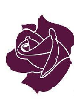 Na białym tle bordwa główka róży.