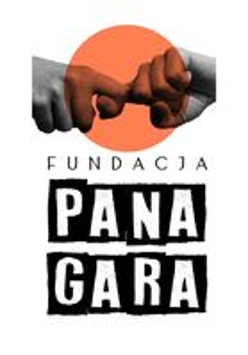 Dwie dłonie złączone palcami wskazującymi. Poniżej napis "fundacja Pana Gara".