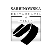 Leżące S w kwadracie. Na górze napis: Sarbinowska restauracje & willa.