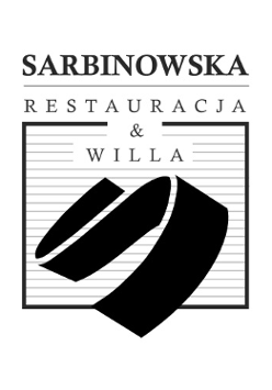 Leżące S w kwadracie. Na górze napis: Sarbinowska restauracje & willa.