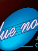 Na niebieskim wydłużonym kole napis: blue note.