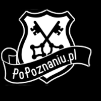 Tarcza herbowa z wpisanymi dwoma kluczami. Przed tarczą szarfa z napisem "PoPoznaniu.pl".