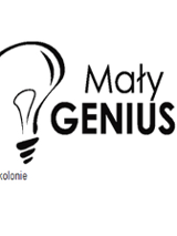 Czarna żarówka i napis "Mały Geniusz".