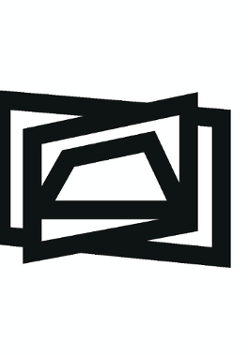 Czarno-białe logo - trzy figury geometryczne nakładające się na siebie.