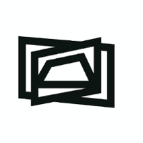 Czarno-biała grafika: trzy figury geometryczne nakładające się na siebie.