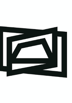 Czarno-biała grafika: trzy figury geometryczne nakładające się na siebie.