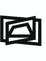 Czarno-biała grafika: trzy figury geometryczne nakładające się na siebie.