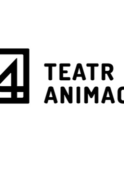 Czarno-białe logo Teatru Animacji: po lewej stronie litery "t" i "A" w czarnej ramce, po prawej stronie napis "Teatr Animacji".