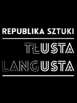 Czarno-białe logo z nazwą: Republika Sztuki Tłusta Langusta.