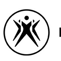 Na białym tle czarny okrąg, wewnątrz rysunek czarnych tańczących postaci, obok czarny napis Polski Teatr Tańca.