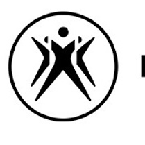 Na białym tle czarny okrąg, wewnątrz rysunek czarnych tańczących postaci, obok czarny napis Polski Teatr Tańca.